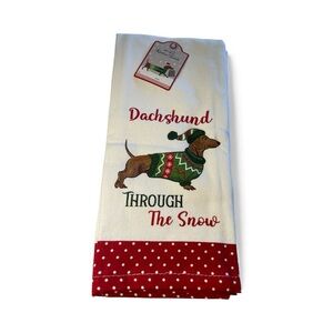 Christmas Kitchen Towels “Dachshund Through The Snow” Set of 2 NWT**